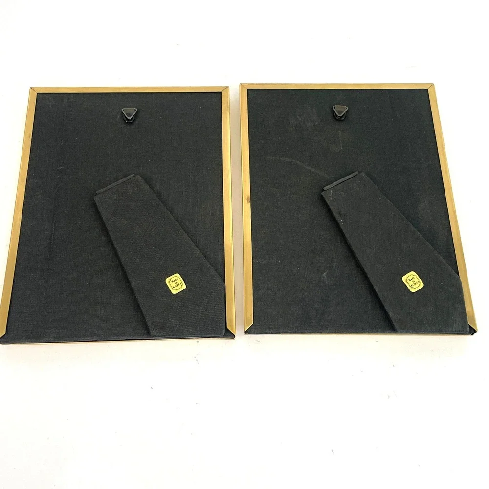 Vintage 90s Brass Frames Set of 2 Solid Brass 5x7 Photo Frames Gold Beveled